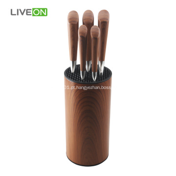 6 pcs faca de cozinha conjunto decalque madeira padrão